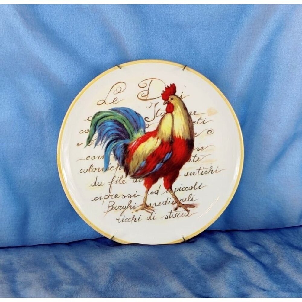 Decorative Plate Rooster Ceramica Cuore Italy 9" Ceramic Kitchen Decor Platter